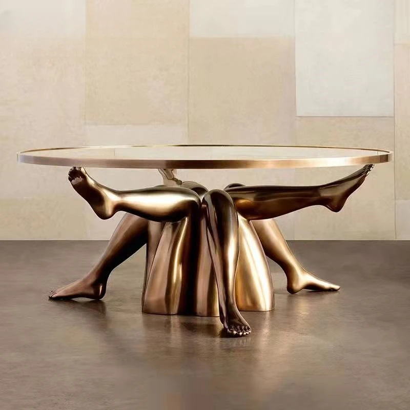 

Shaped FRP electroplated beauty leg coffee table designer model room hotel personality round table