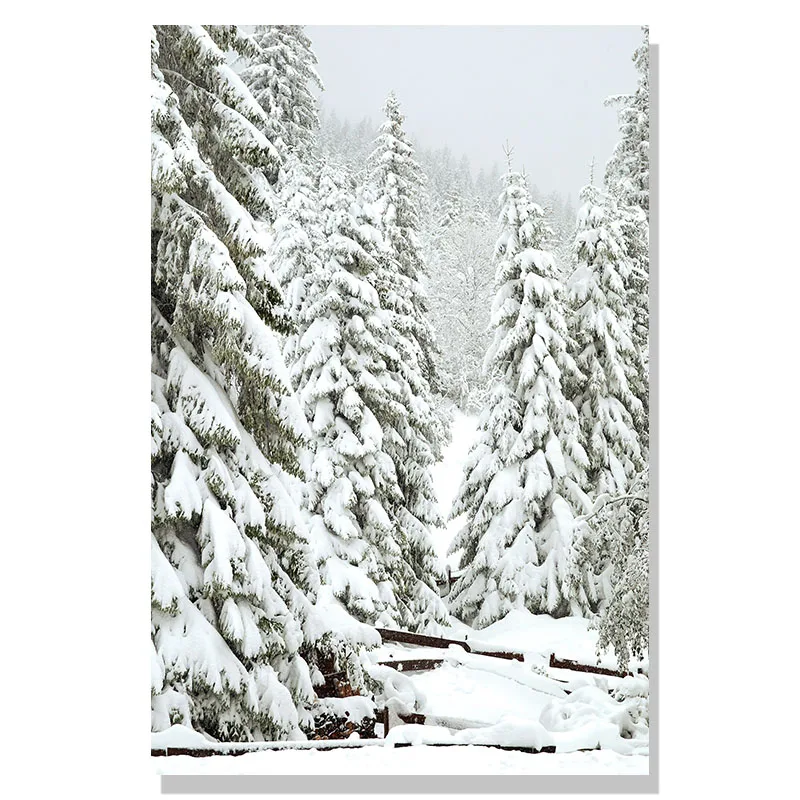 Winter Forest Wonderland Posters prints Christmas Spruce Pine Reindeer Elk Canvas Painting Landscape Wall Art Picture Decor