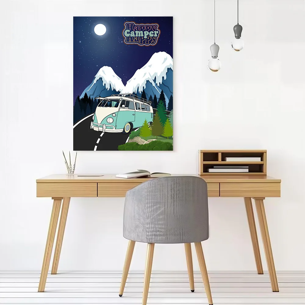 German Car Camper Van Canvas Poster Customizable Printed Canvas Painting Wall Art for Fans Aesthetic Decoration Living Room Home
