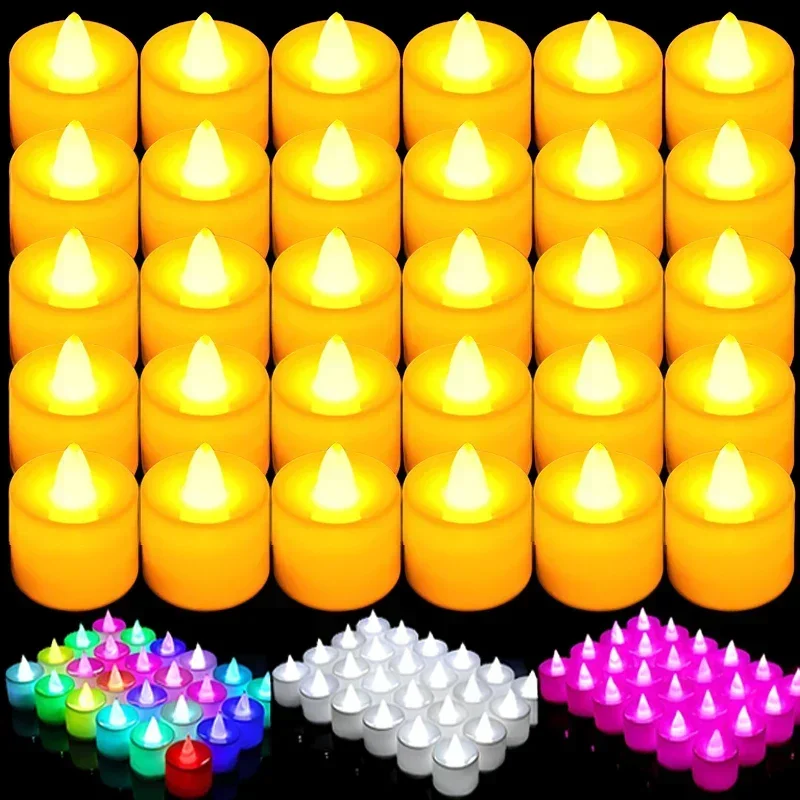 

6 Piece Set Candles LED Candle Light Color Battery Powered Flameless Cup Simulation Wedding Birthday Party Home Lighting Lights