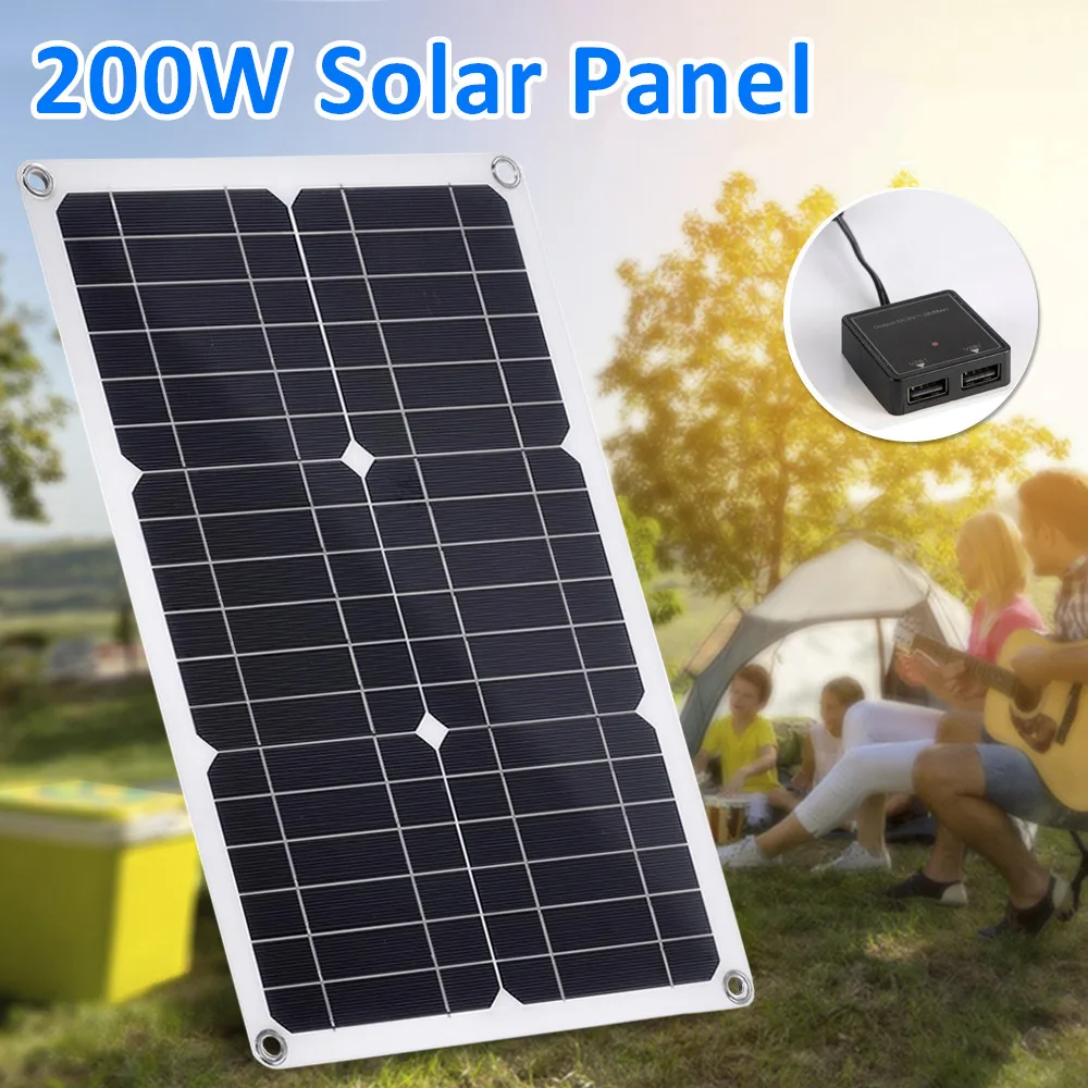 

200W Solar Panel Poly Solar Panel Outdoor Camping Solar System Power Generator for Camping Hiking Traveling Car Yacht RV