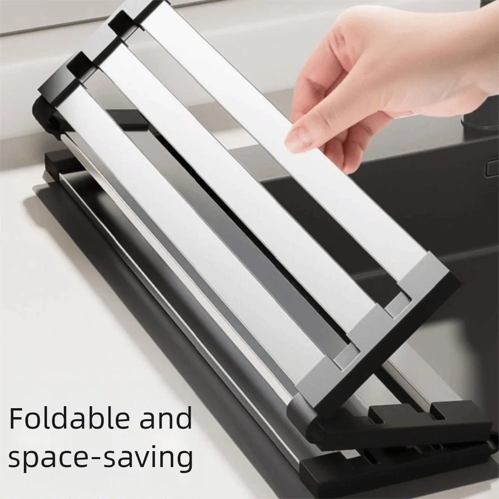 

Foldable Sink Drain Rack Detachable Heat Resistant Stainless Steel Drain Rack Space Saving Collapsible Sink Storage Rack