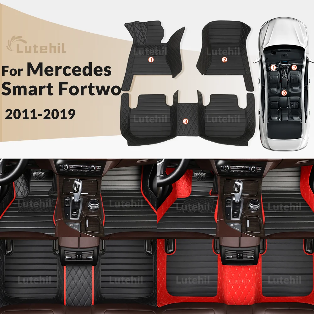 

For Mercedes Benz Smart Fortwo 2011-2019 Custom Car Floor Mat Automobile Carpet Cover Interior Accessories Protective
