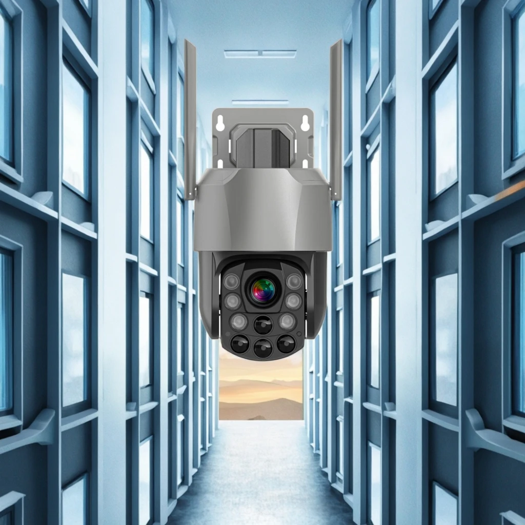 5 Inch Indoor Security Camera WiFi 5X Optical Zoom 4MP Cctv Camera Night Vision Ptz Camera Red and Blue Lights Flashing Alarm