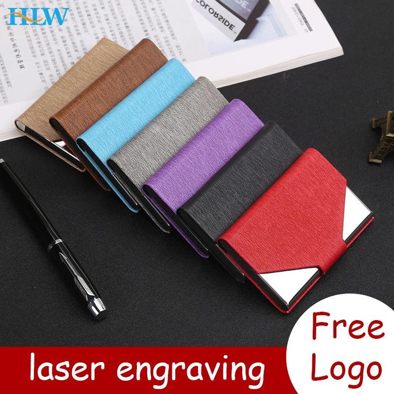 

Laser Engraved LOGO Luxury Men Business Aluminum ID Card Holder Metal Wallet Coin Purse card case credit card wallet