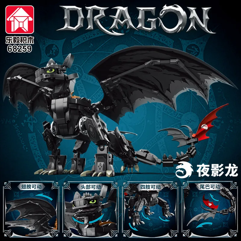 

Night Fury Mini Building Blocks Toothless Assembly 3D Model Dragon MOC Brick Figure Toys for Kids Christmas Gift