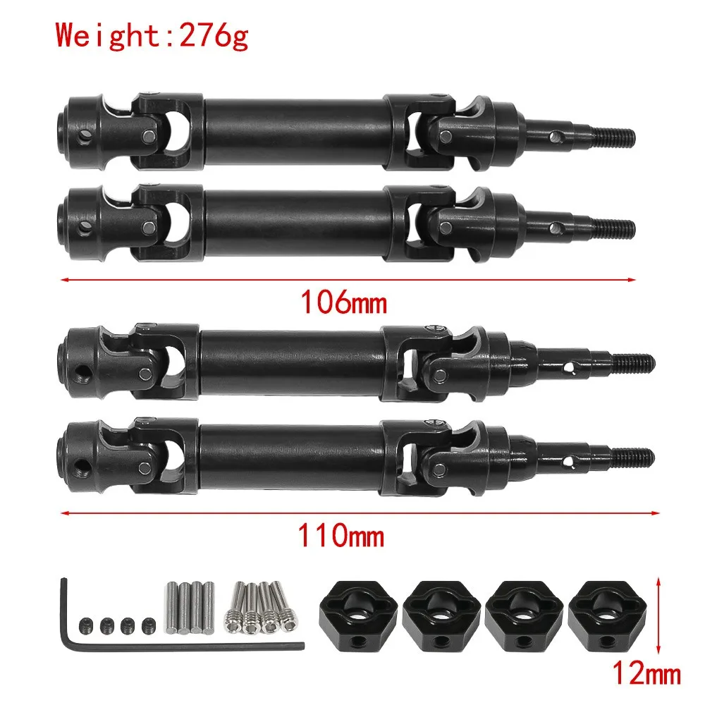 Arbre d'essieu avant et arbre de transmission arrière en acier inoxydable pour TRXS 1/10 Ford Fiesta ST Rally RC, pièces de mise à niveau de voiture