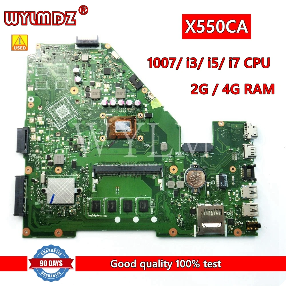 X550CA 4GB RAM 1007/i3/i5/i7CPU Mainboard REV2.1 For Asus X550C X550CC A550C X550CL R510C Y581C Laptop Motherboard Tested