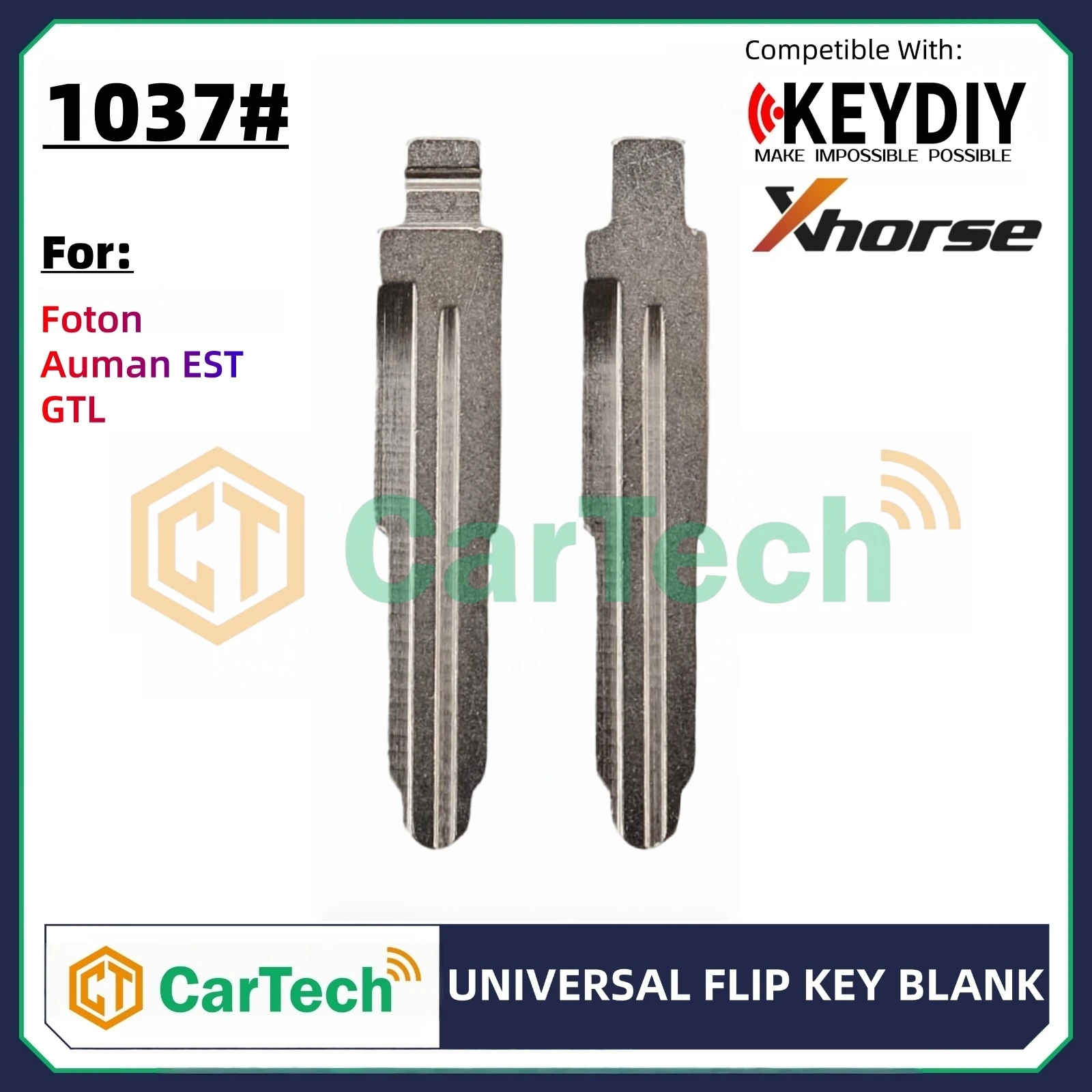 Cartech 1037# Uncut Flip Blank Key Blade for KEYDIY KD VVDI Universal Remote Fit Foton Auman EST GTL Heavy Duty Truck Lorry