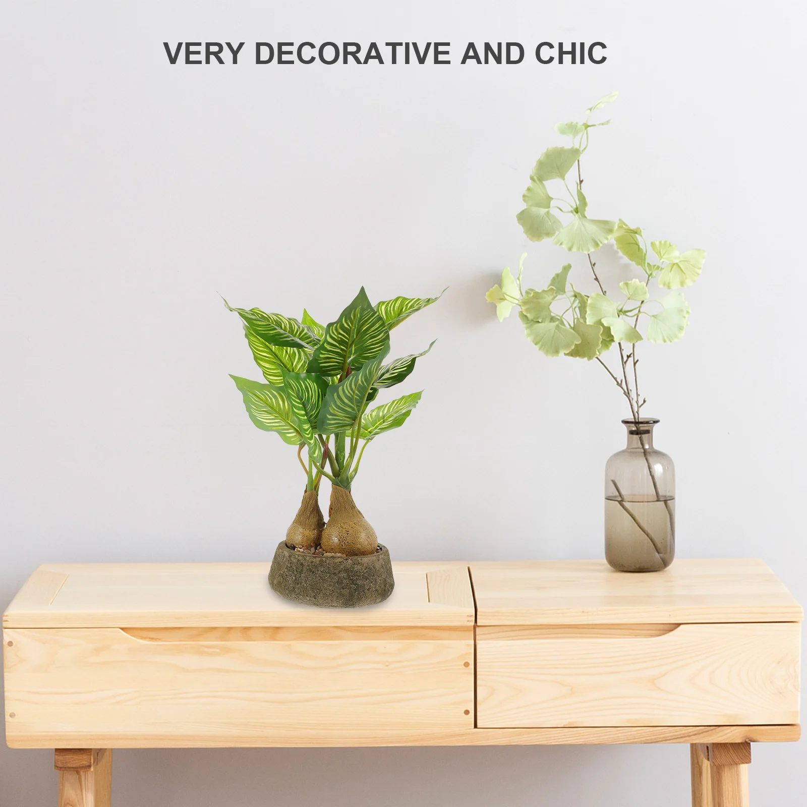 

Realistic Artificial Reusable Fake Green Plant Decor Desktop Home Fake Plant Ornament Indoor Ambiance Potted Leaf