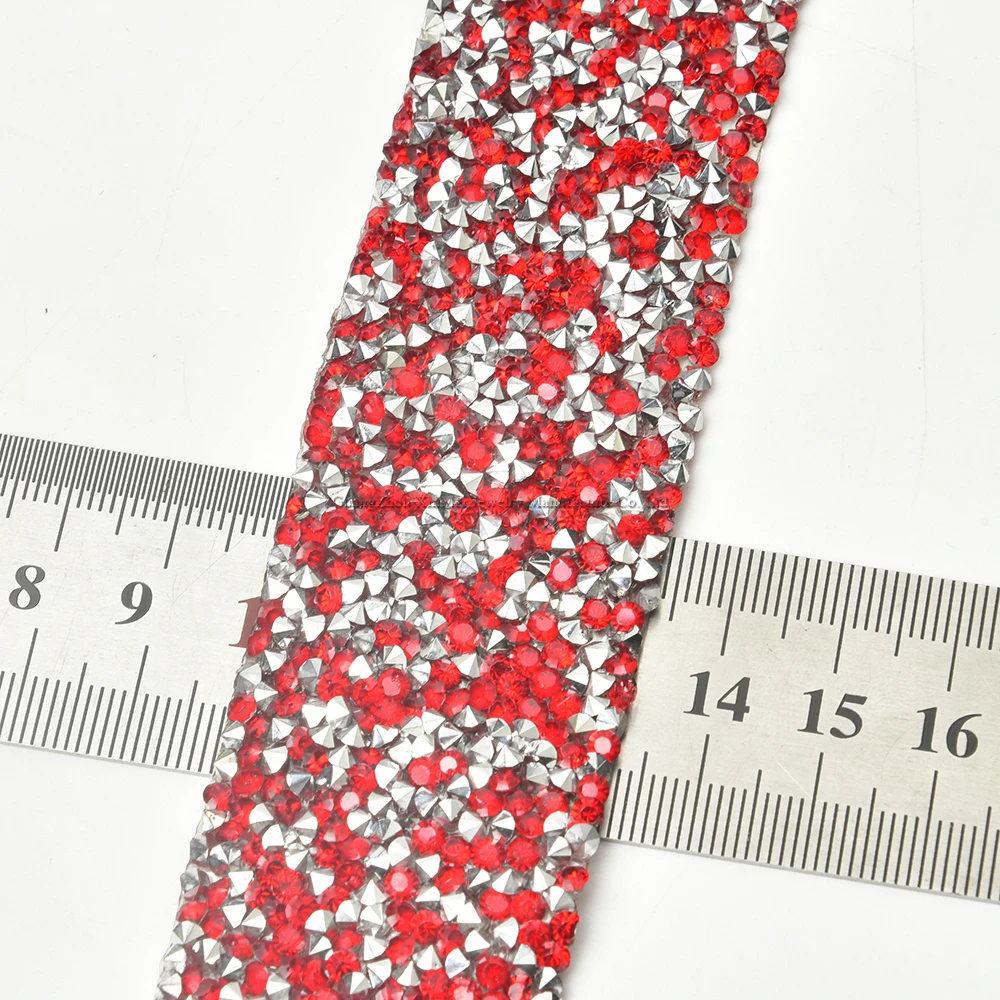 1 jard 3,5 cm szerokości Hot Fix Żywica Rhinestone Tape Iron on Crystal Ribbon Trim Strass Strip do odzieży Sukienka Pasek Torba Dekoracja