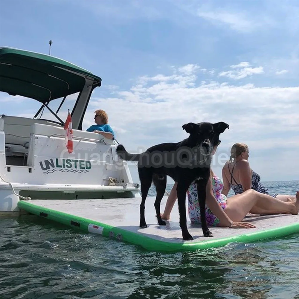 Inflável Drop Stitch Doca Flutuante De Água, Sundeck Ilha De Pesca Doca, plataforma De Natação