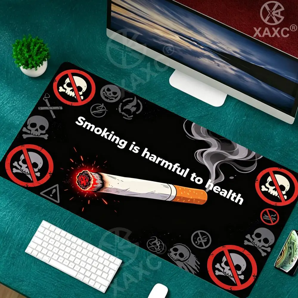 Anti Smoking Mouse Pad, Smoking Harmful Health Warning Design, Non-slip Rubber Desk Mat, Anime Style Office Gaming Mousepad XAXC