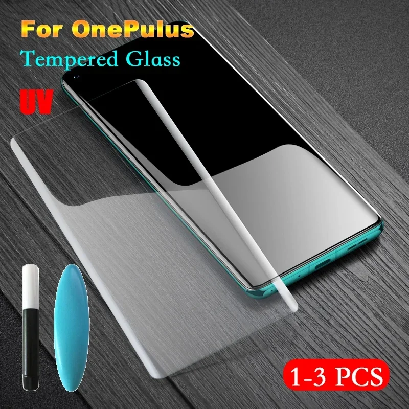 1-3PCS UV Tempered Glass for OnePlus 12 11 10 9 8 7 7T Pro Screen Protector for OnePlus12 Full Surface Coverage Film