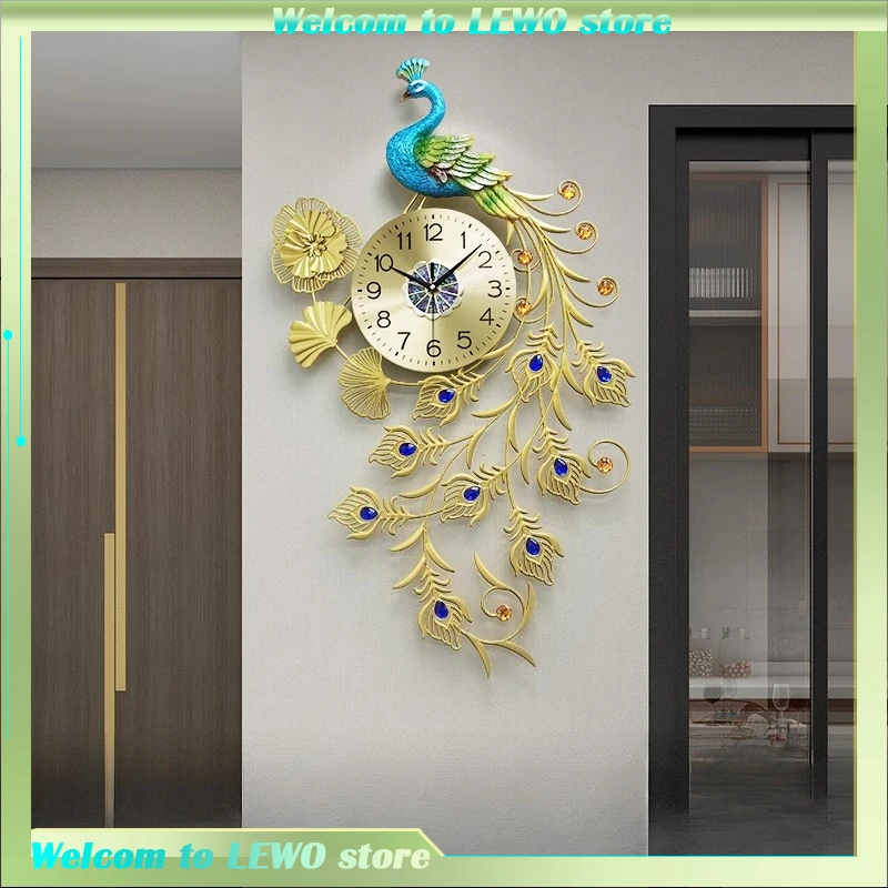 

Mid Century Golden Wall Clock Peacock Large Designer Farmhouse Wall Clock Nordic Vintage Reloj De Cocina De Pared Home Decor