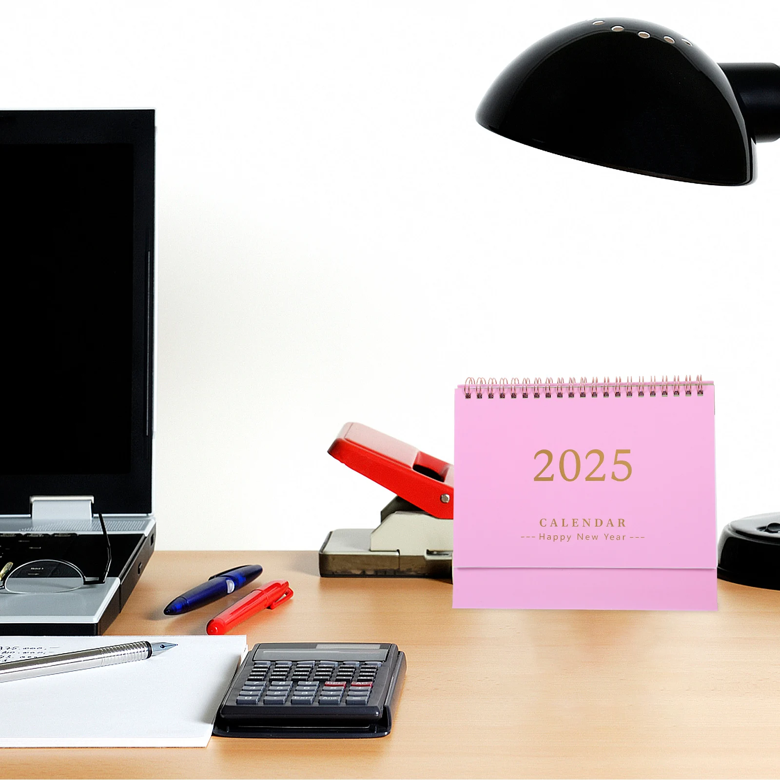 

2025 Mini Desktop 2024-2025 Flip Desk Spiral Binding Stand Academic Holiday Planner Dual Wire Binding Paper 360