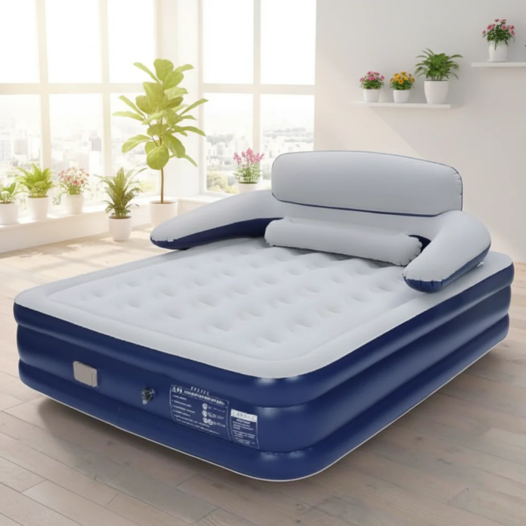 

Durable Multi-Color All-Use Inflatable Air Mattress with Backrest New Home Furniture for Comfortable Park Stay