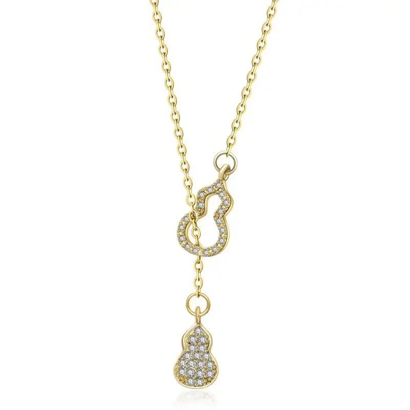 

Light luxury design, joy and happiness, gourd collarbone chain, titanium steel double gourd women's necklace