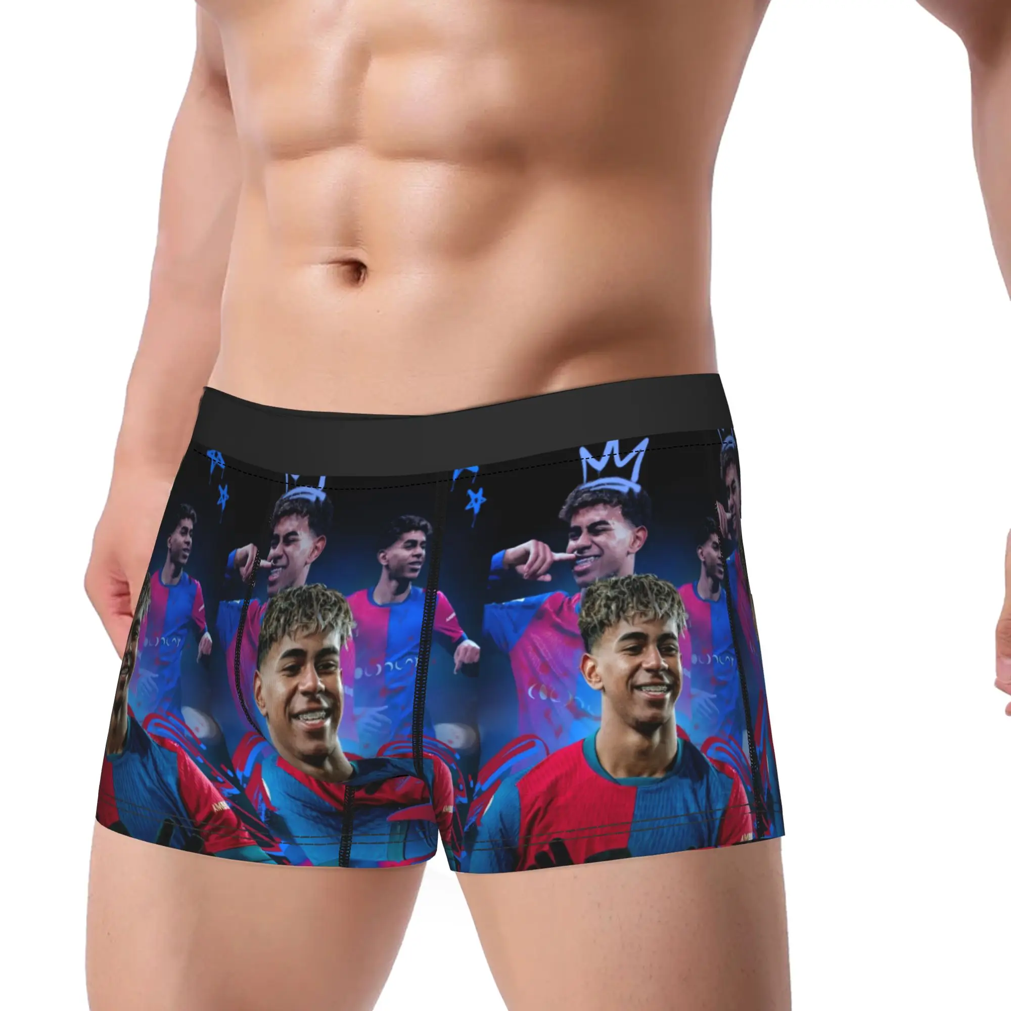 Printed Boxer Soccer Number 19 Lamine Y-Yamal Shorts Panties Briefs Men's Underwear  Breathable Underpants for Homme Plus Size