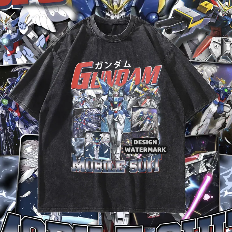

Anime G-Gundam Suisei No Majo T Shirt W-Gundam Zero Vintage Washed T-shirts Streetwear Manga Tops Tees Men Girl 100% Cotton
