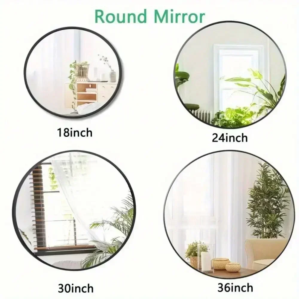 

Круглое зеркало 18 дюймов/24 дюйма/30 дюймов/36 дюймов с металлическим каркасом, настенное зеркало для макияжа для ванной комнаты