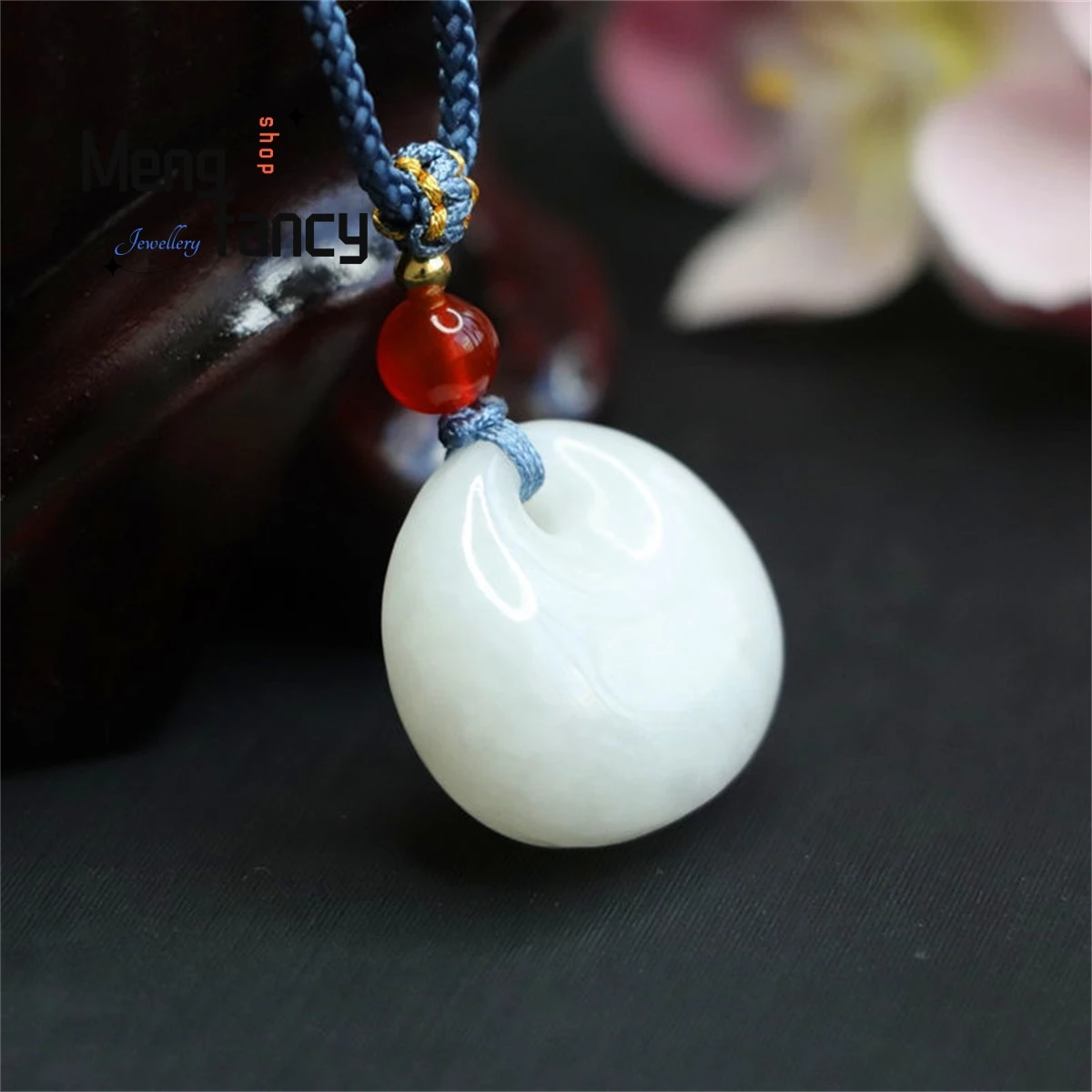 Natural Hotan Sheep Fat White Jade Princess Buckle Pendant Simple Elegant Personalized Charm Fashion Versatile Exquisite Jewelry