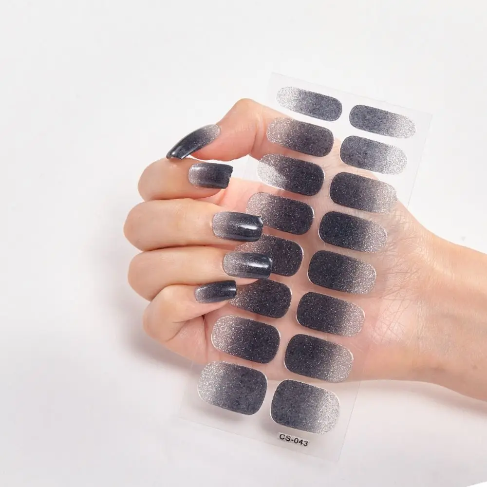 8 fogli strisce adesivi per unghie in gel colori sfumati strisce di smalto gel scintillanti involucri per unghie in gel semplici