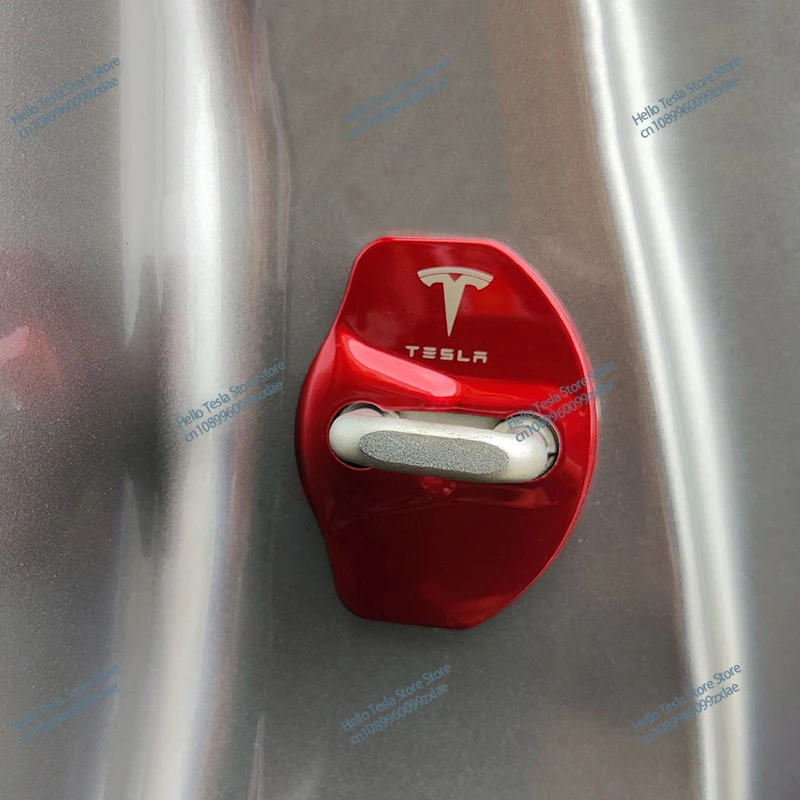 4 PCS Fashion Stainless Steel Car Covers Door Lock Protecting Cover Decoration For Tesla Model 3 Model Y S X Roadster Spacex