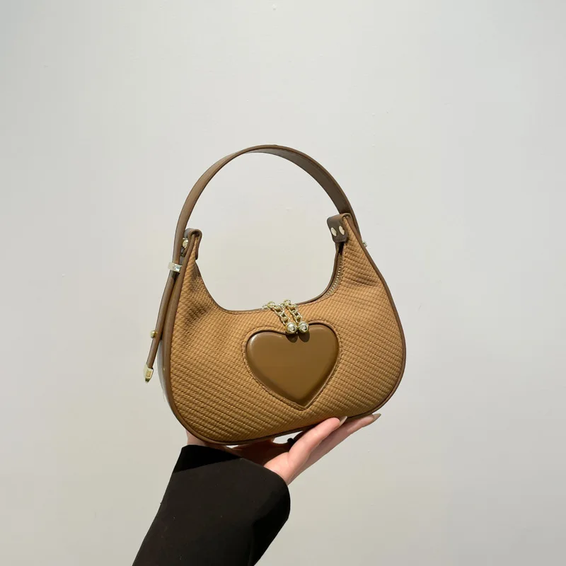 

2025 Heart-Shaped Moon Bag - Women's Trendy Underarm Shoulder Bag Cute Crossbody Purse Minimalist Hobo Bag