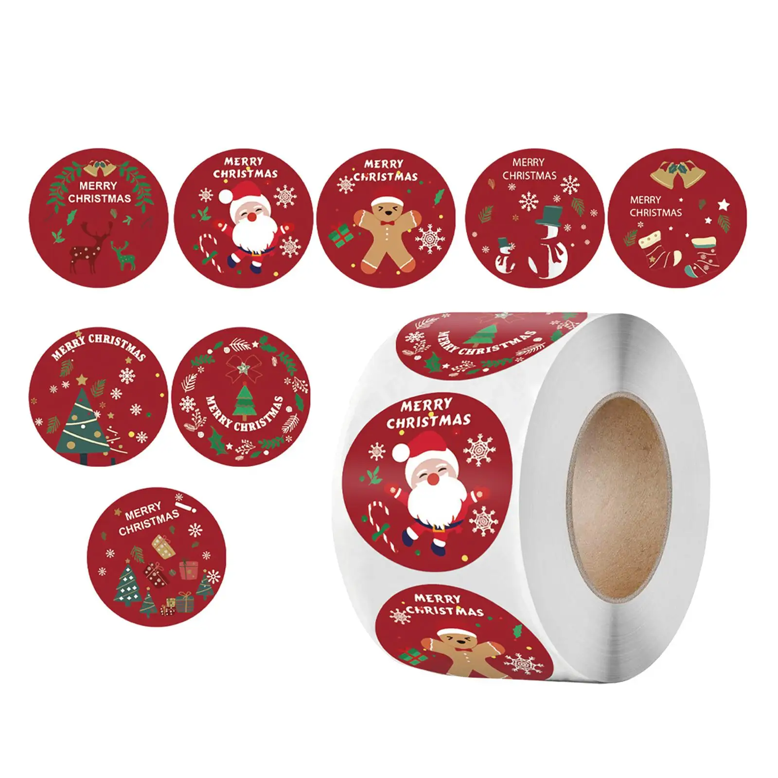 2-6pack 500 Pieces Merry Christmas Stickers Round for Package Holiday Decoration