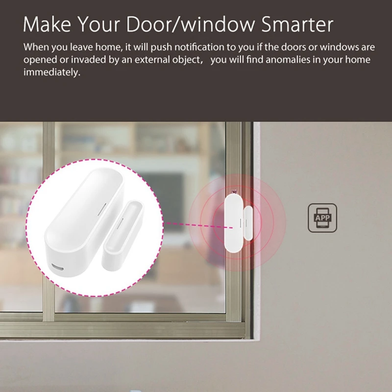 Tuya Smart Door Window Sensor Wifi Smart Home Wireless Door Detectors USB Open/Close APP Remote Alarm