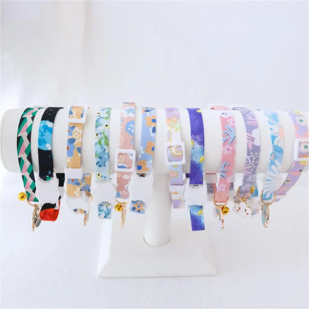 Colorful Adjustable Sweat Cute Cartoon Pet Collar With Pendants Starry Sky Color Soft Polyester Small Dog Cat Leads Decoration