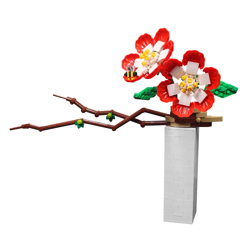 

MOC Building Blocks Flower Bouquet Kit Retro Chinese Style Plants Peach Blossom Display Model, Unique Toys Home Decor Ideas