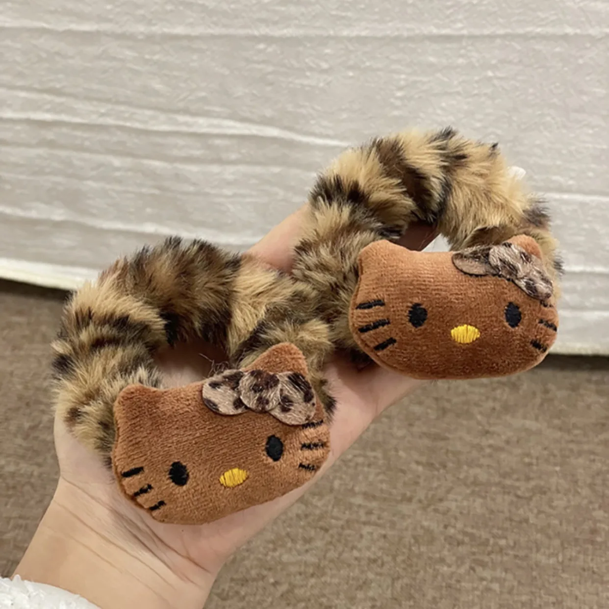 سانريو الكرتون الشعر حبل مرحبا كيتي الشعر حبل ليوبارد طباعة لطيف ذيل حصان الشعر حبل عقال فتاة إكسسوارات الشعر حبل الشعر