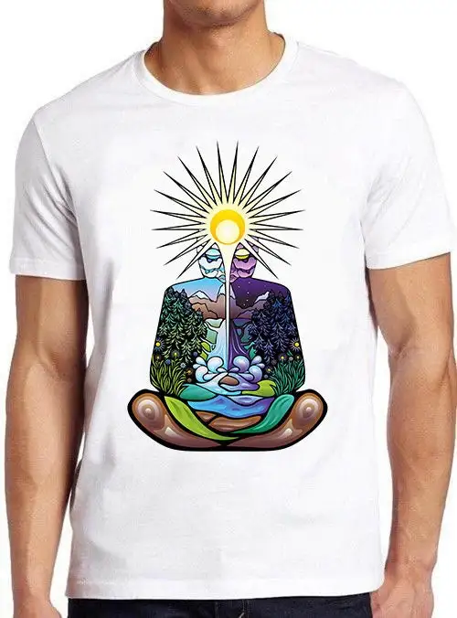 Psychedelic Meditating Nature Man Gaming Gamer Saying Novelty Funny Meme T Shirt Cult Movie 697