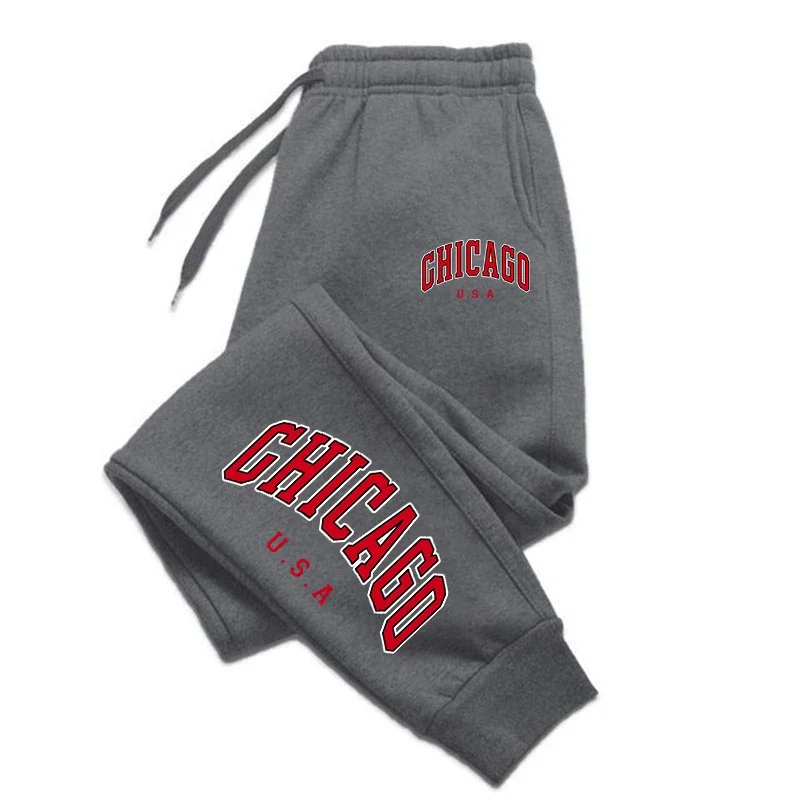 American Chicago Fashion Harajuku Versatile Solid Color Outdoor Running Fitness Breathable Casual Comfortable Men Sports Pants