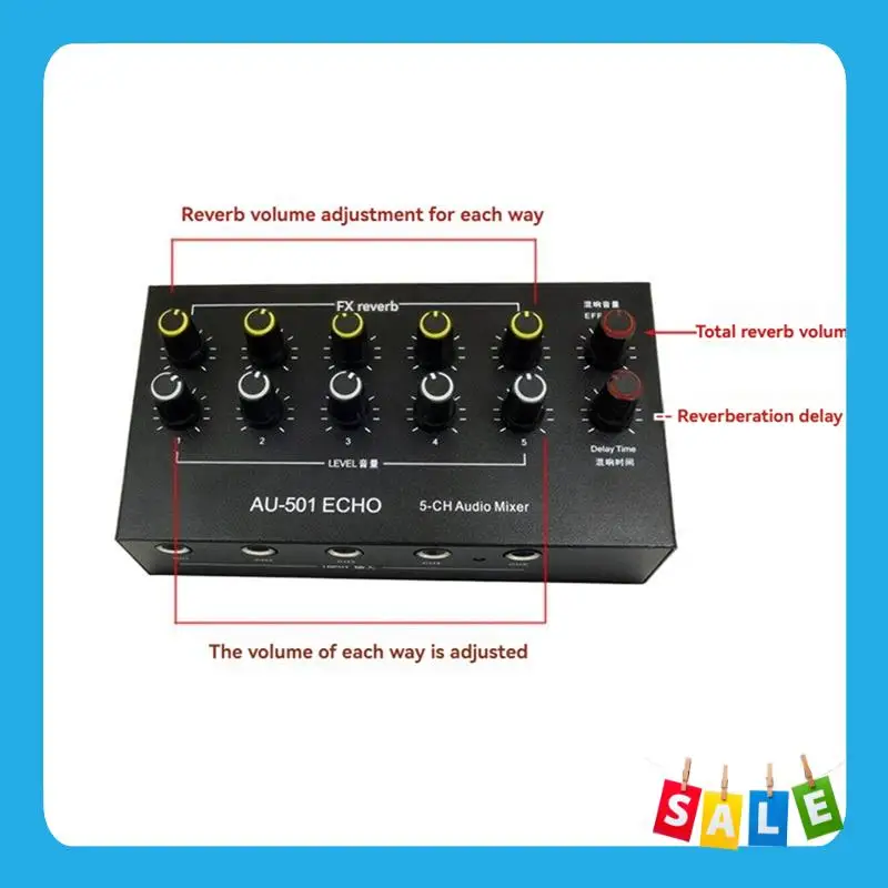 

BABP 5CH Microphone Expander 5 Channel 6.5Mm Microphone Mixer Rechargeable Microphone Expander