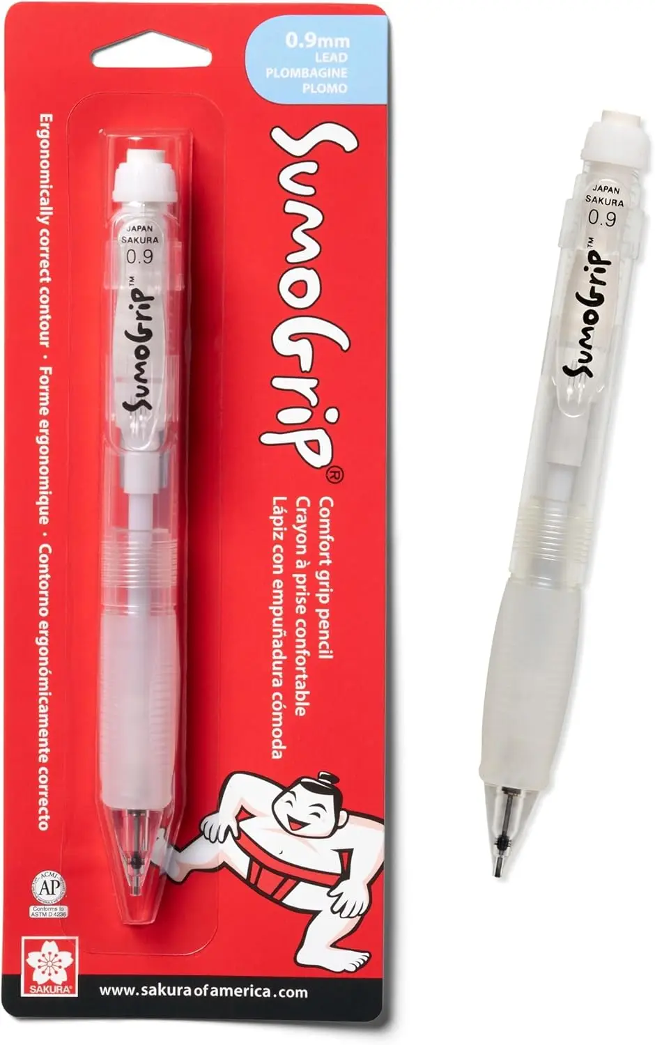 

0.9mm Ergonomic Pencil with Cushioned Grip, Clear