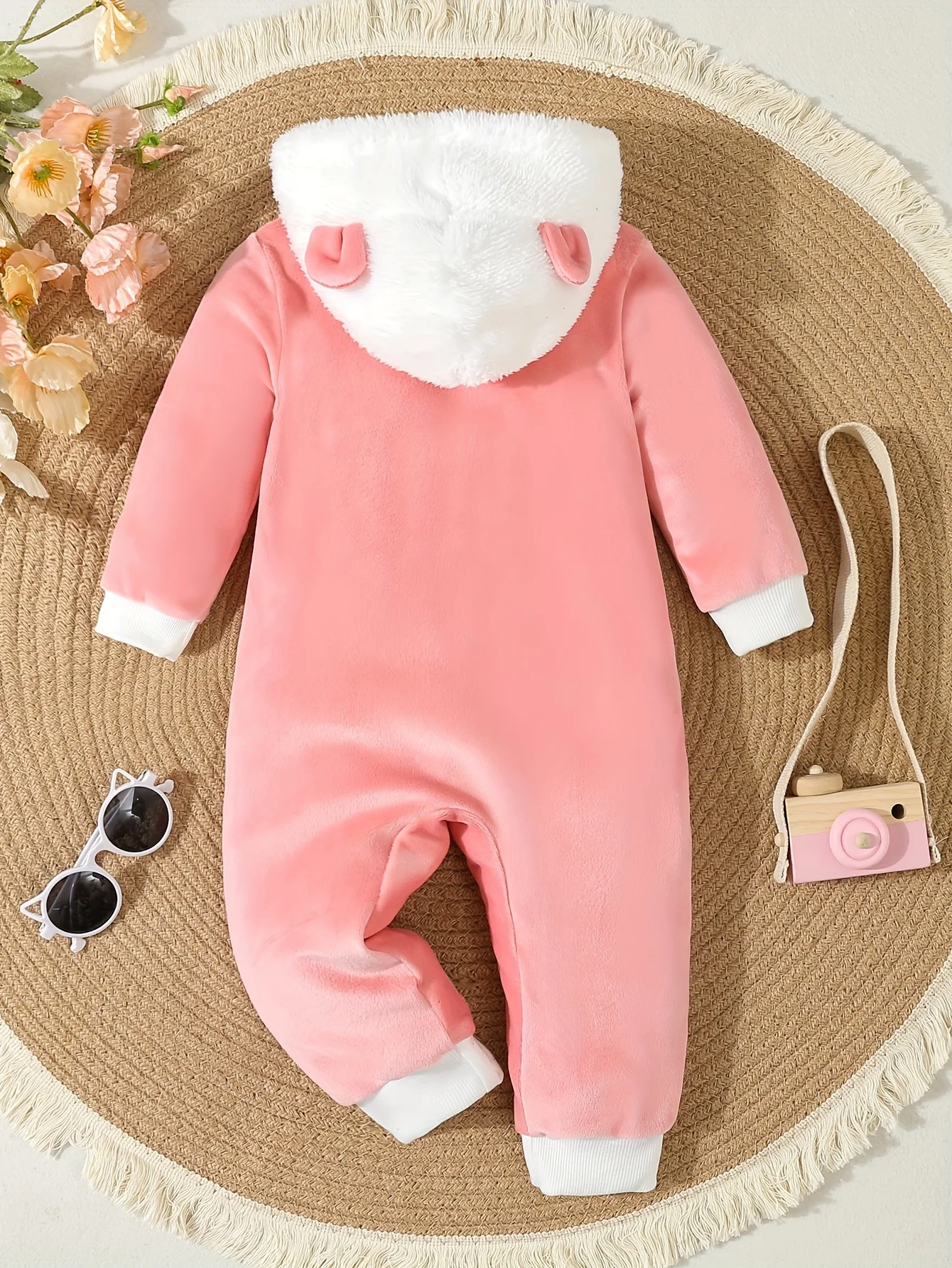 Autumn And Winter Baby Sweet Cute Bunny Embroidery Onesie Comfortable Soft Silver Fox Velvet Long Sleeve Trousers Ha Clothing