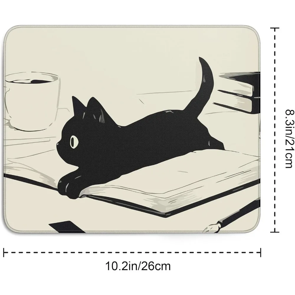 Cute Black Cat Mouse Pad Kawaii Anime Cat Mouse Pads for Wireless Mouse Desk Accessories10"X8" Travel Mousepad with Non-Slip Ru