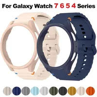 Case+Strap for Samsung Galaxy Watch 7 6 5 4 40mm 44mm Silicone official Band PC Protector Cover Bumper for Galaxy Watch 6Classic