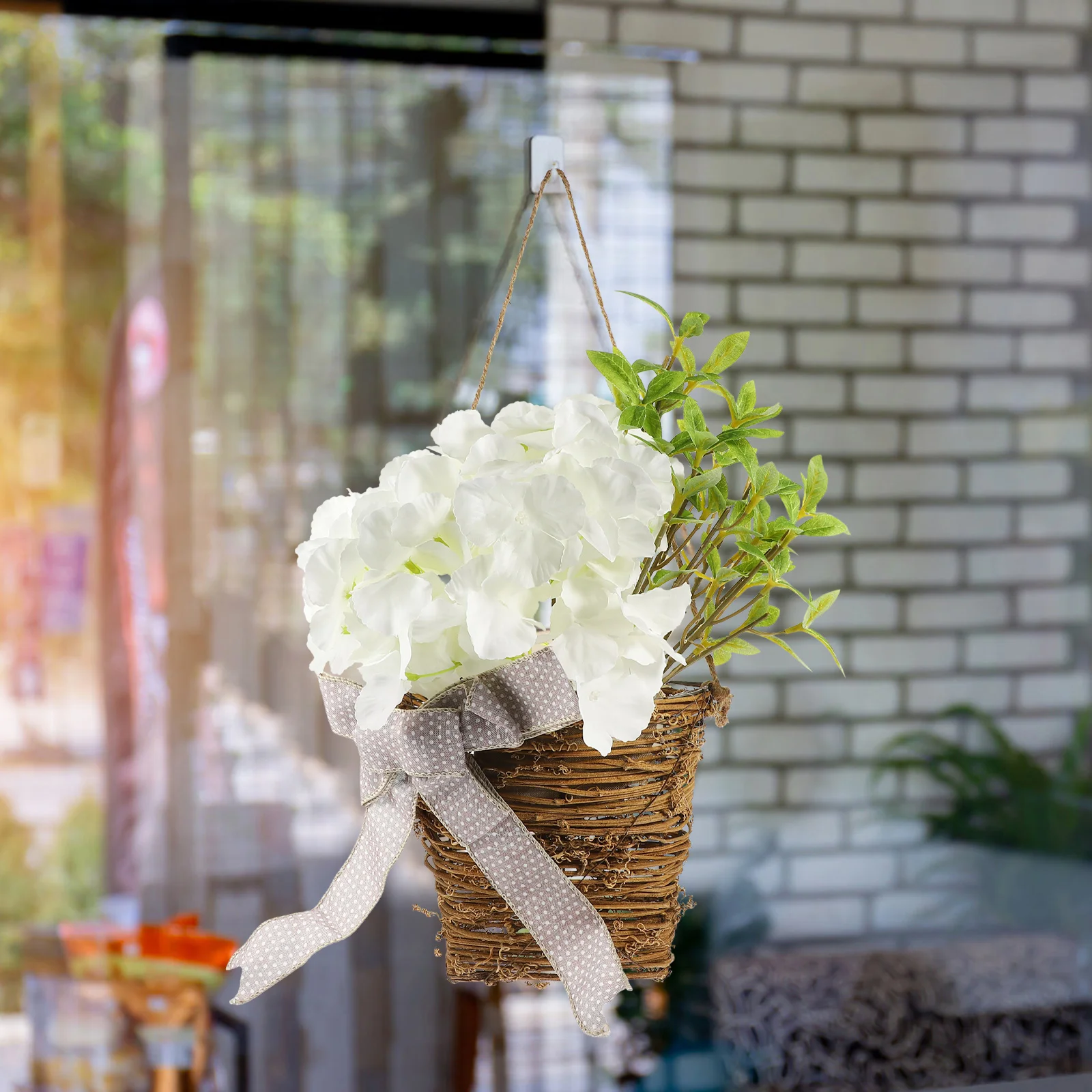 

Wicker Flower Basket Artificial Potted Plant Fake Flowers Home Decor Bedroom Living Room Study Tabletop Lifelike Craftsmanship