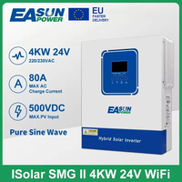 Easun 4000VA 4000W Hybrid Solar Inverter 24V Built MPPT 100A Solar Controller 230VAC Out-put Voltage Max PV 500VDC Support WIFI