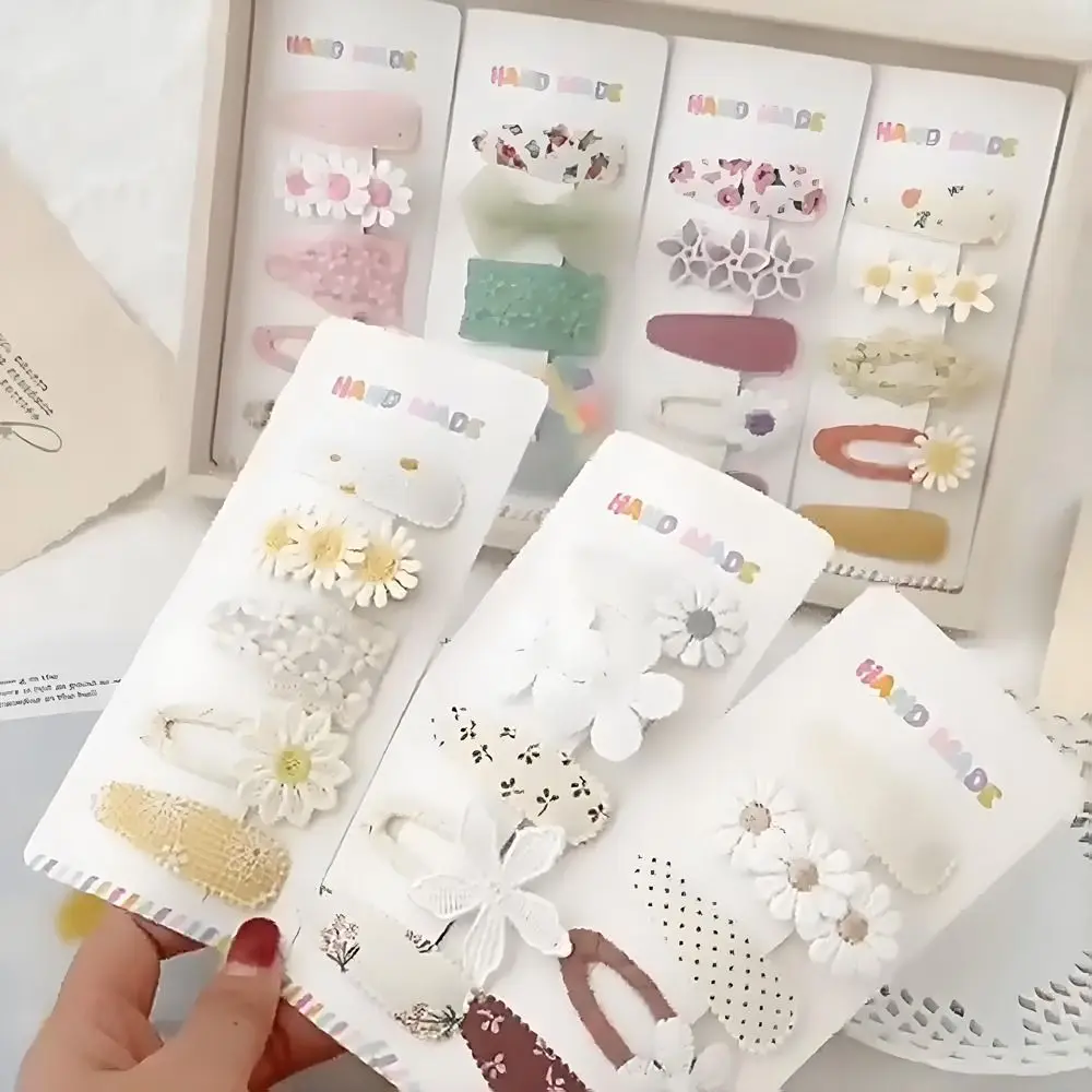 5 قطع أزياء لطيف جميل مقاطع الشعر اعتصامات نمط القطن الفتيات BB مقاطع المشابك إكسسوارات الشعر