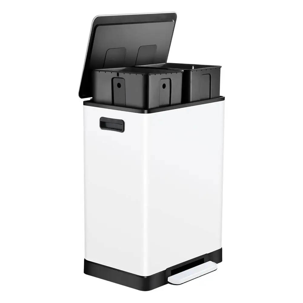 

16 Gallon Dual Compartment Trash Can with Soft Close Lid - 30 Liter Capacity Each for Recycling