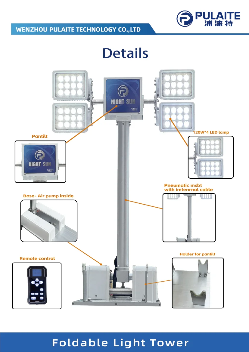 Portable Hydraulic Lifting Work Light System for Roadside Assistance & Disaster Relief