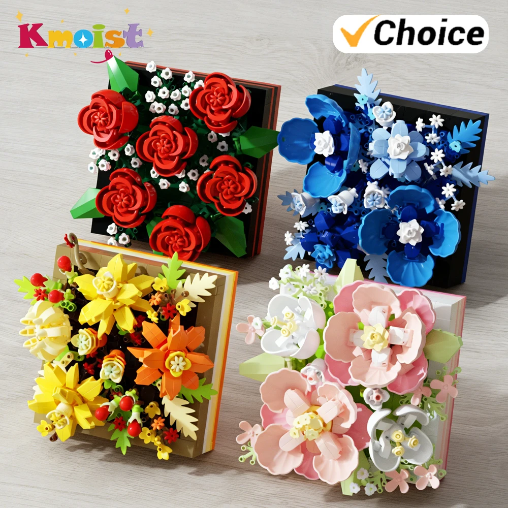 زهرة رف شاشة مايكرو بنة عصاري صغير ثلاثية الأبعاد الماس نموذج لعبة الطوب الأطفال مكتب الديكور اللعب هدايا عيد الميلاد