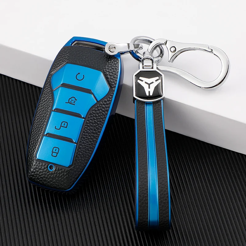 Leather TPU Car Key Case Cover Shell for BYD Tang DM 2018 Yuan EV Qin Pro Song Max Smart Key Protector Auto Accessories