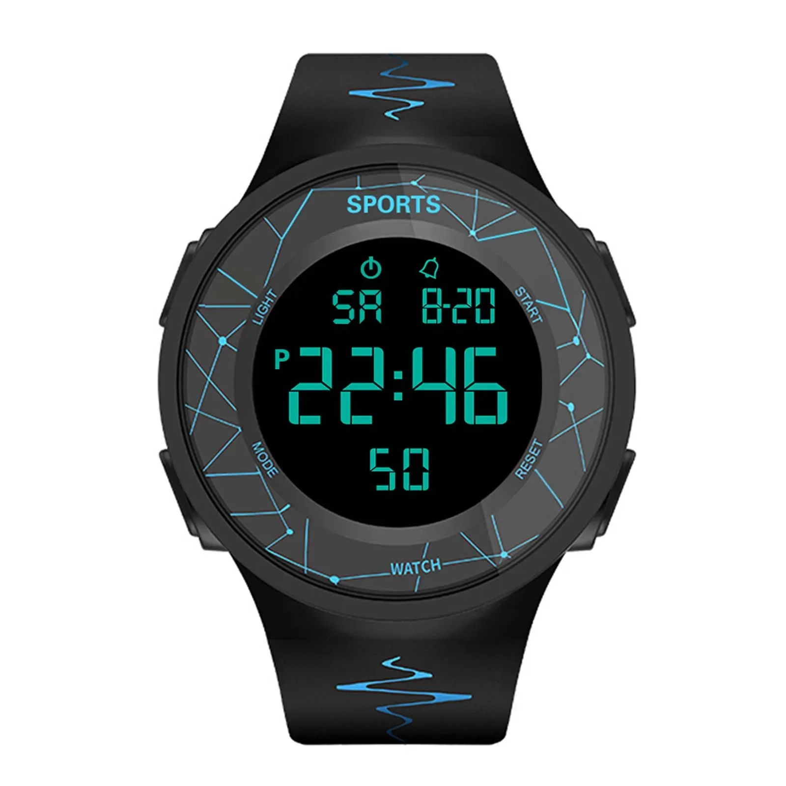 Unisex Sport Watch Multifunction Military Sports Waterproof Luminous LED Digital Watch Big Dial Student Electronic Watch