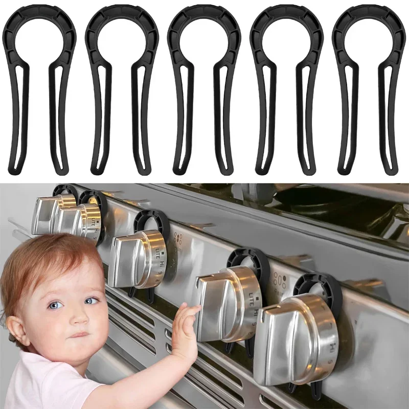 Kitchen Silicone Gas Stove Knob Lock Protection Oven Knob Cover Lock Child Safety Clip Prevent Accidental Contact Anti-Scald